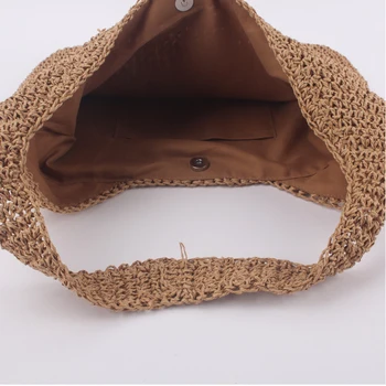 Geestock Модерна Чанта на Рамото за Жени, Плетени Чанти от Ратан, Дизайнерски Дамски Плажни Чанти Голям Капацитет, Чанта-Тоут