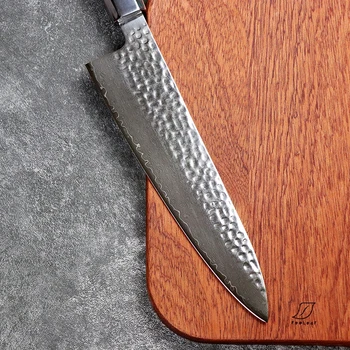 JUNSHENG 8-инчов изкован дамасский кухненски нож VG10 е ръчна изработка нож на главния готвач, Японска подарък кутия, нож за готвене от дамасской стомана