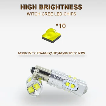 LED H21W BAY9S 120 градуса с чипове XBD Led лампи за архивиране или габаритных светлини или Индикаторната въртяща се ъглова Лампа 12V white 6000k