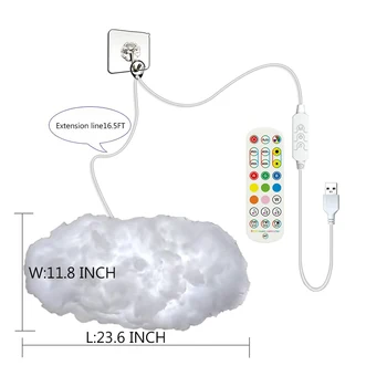 Led RGB Облачно, лампа, 5V USB Smart Clouds лека нощ Bluetooth-Съвместими с дистанционно управление Лесен монтаж за партита