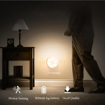 Led Датчик за Движение PIR Нощно Осветление С АВТОМАТИЧНО Захранване/Выключением 3 Режима на USB Акумулаторна Шкаф Магнит За Спални, с монтиран на стената Лампа