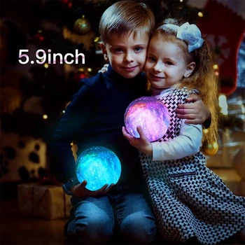 Led лека нощ 16 Цвята 3D Принт Лунен Лампа, Акумулаторна батерия Промяна на Цвета на 3D Лампа Сензорен Лунна Светлина Детски Светлините на Нощна Лампа