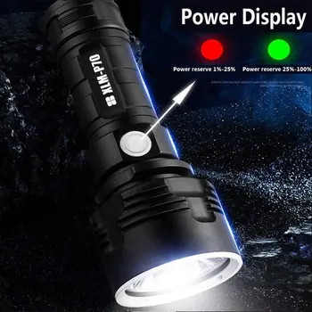 P70 Led Фенерче Супер Мощен Къмпинг Лампа Водоустойчив USB Зареждане Фенерче Открит 26650 Батерия Акумулаторна Факел