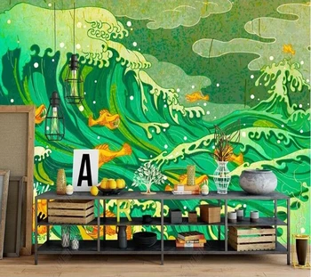 Papel de parede Творчески акварел морско чудовище пираня 3d тапети на стенописите, хол телевизия стени спалня тапети начало декор