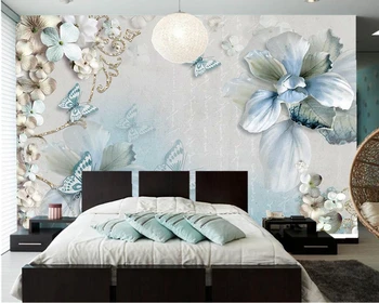 Papel de parede цвете, пеперуда красиви декорации, 3d тапети на стенописите за дневна спалня ТЕЛЕВИЗИЯ разтегателен стени кухня кабелна телевизия бар кафене