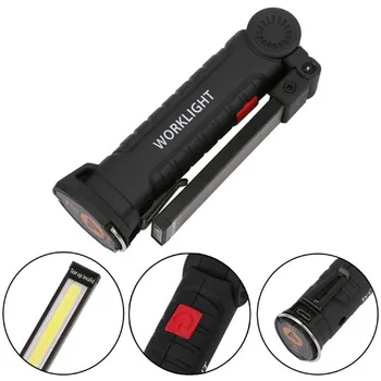 Portable 5 на Защитен COB Фенерче Фенерчето USB Акумулаторна батерия Led Работна Лампа Магнитен COB Lanterna Окачен на Кука Лампа За Външно Къмпинг