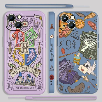 Potteres Магически Cartoony Калъф За Телефон Apple iPhone 14 13 12 Mini 11 Pro XS MAX XR X 8 7 6S SE Plus с Течна лявата Веревочной Обвивка Fundas
