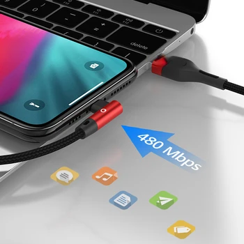PZOZ За iphone 13 12 11 pro Xr Xs Max 8 7s 6 plus 6s 5 5s se ipad кабел-USB Кабел за Бързо Зареждане на 90 Градуса usb кабел За iphone