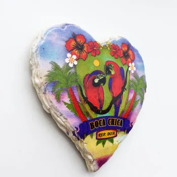 QIQIPP Доминиканска Република боккачикапугай във формата на сърце туризъм сувенири и декоративни изделия магнитен стикер за хладилник