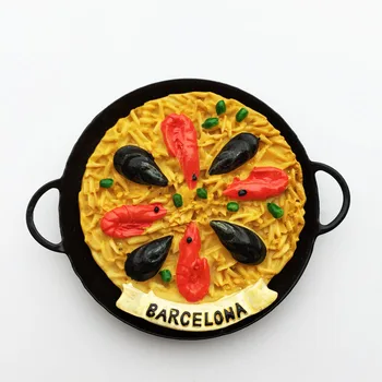 QIQIPP Испания Барселона закуски iron гърне ризото с морски дарове туризъм сувенири занаяти, изработени рисувани магнитни стикери за хладилник
