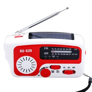 RD639 Радио В слънчева Батерия 1200 mah Преносими Слънчеви Зареждане Ръкохватка SOS Аларма AM/FM Led Фенерче Радио За Спешни случаи На Открито