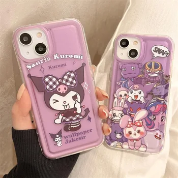 Sanrio Kuromi красиви калъфи за телефони за момичета с iPhone 14 13 12 11 Pro Max XR XS MAX 8 x 7 Задната част на кутията