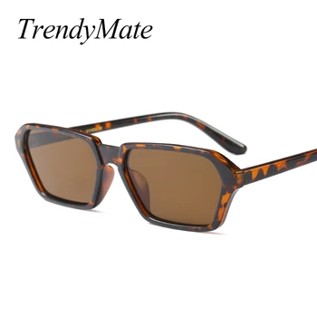 TrendyMate Секси Правоъгълни Слънчеви Очила Дамски Маркови Дизайнерски Слънчеви Очила В Малка Рамка Ретро Черни Очила Нюанси Oculos 1374T