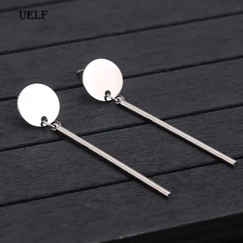 Uelf прост дизайн от Неръждаема Стомана дълги обеци-тънки пръти малки линия обеци-карамфил минималистичные бижута за сватбен подарък oorbellen