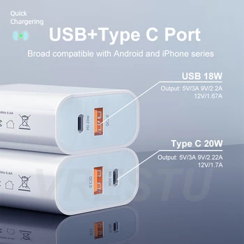 USB C 20 W PD QC3.0 Зарядно Устройство за Бързо Зареждане на QC PD Зарядно Устройство, USB Type C Адаптер за iPhone 13 Pro 11 XR 8 Xiaomi Телефон на ЕС, САЩ Щепсел