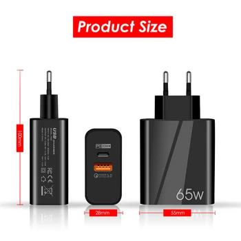 USB Зарядно Устройство за 65 W Type C PD QC 3,0 Бързо Зареждане на Стенен Адаптер За Мобилен Телефон За iPhone 13 12 11 8 Pro Huawei, Xiaomi Samsung S20 S21