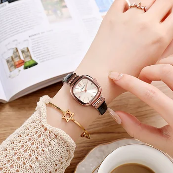 WOKAI висококачествени модерни ежедневни дамски кварцов часовник с квадратна каишка за момичета, светещи в тъмното водоустойчиви часовници, ретро
