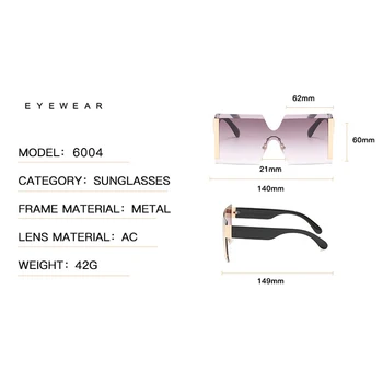 XJiea Големи Слънчеви Очила Без Рамки Женски 2022 Модни y2k Правоъгълна Голяма Дограма Дамски Очила на Луксозната Марка Очила За Шофиране