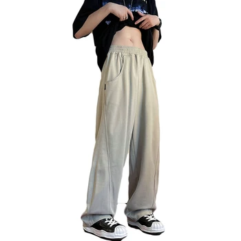 ZCSMLL Японски Модни Високи Улични Мъжки Панталони са с цилиндрична форма Високи Тънки Летни Панталони Ins Tide Маркови Драповые Панталони За Прибиране на реколтата