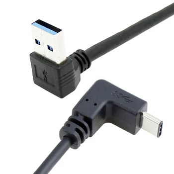 Zihan CY USB 3.1 USB-C Обръщане под Ъгъл от 90 градуса Нагоре под ъгъл Мъжки Кабел за предаване на данни за Лаптоп, Таблет и Телефон