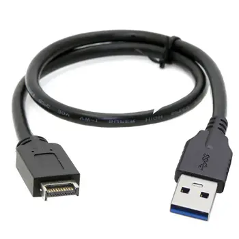 Zihan USB 3.1 Конектор за свързване на предния панел USB 3.0 Type-A, Удлинительный Кабел за предаване на данни, Кабел Конвертор, 50 см., Черно