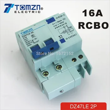Автоматичен прекъсвач остатъчен ток DZ47LE 2P 16A 230V ~ 50 Hz/ 60 Hz със защита от претоварване работен ток и изтичане на RCBO