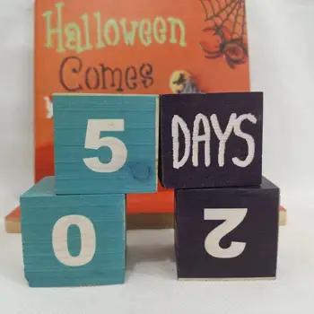 Адвент Календар за Хелоуин Дървени Календарни Блокове За обратно отброяване Хелоуин Идва След няколко дни на Есенния Фестивал Украса Есенна Тема