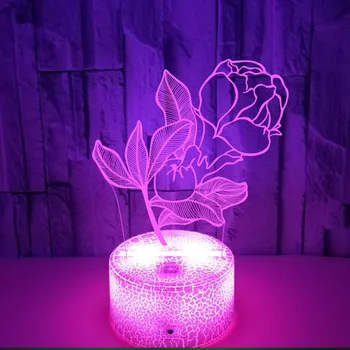 Акрилни 3D Led лека нощ Цветна Маса с Настолна Лампа Сензорен Пулт за Дистанционно Управление 7 Цвята за Домашен интериор Спални Креативен Подарък за Деца