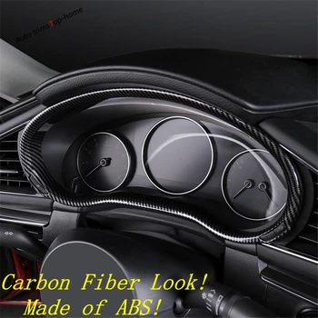 Аксесоари От Въглеродни влакна Таблото Инструмент Екран Сензор Панел Рамка Капак Накладки За Mazda 3 2019 2020 2021 2022 Комплект за Интериора