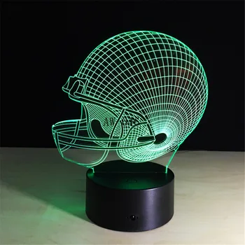 Американски Футбол Каска Спортни Шапки Звезда 3D Лампа Логото на Отбора По Поръчка за Боядисана Lava Led Осветление Night Luminaria AW-046