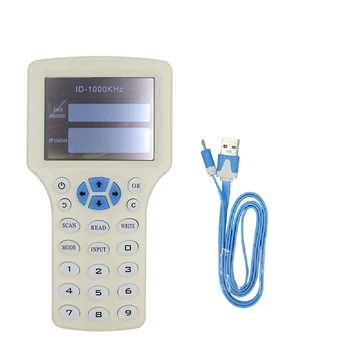 Английски 10 Честотен RFID Четец Писател Фотокопирна Машина IC/ID с USB-Кабел за Карти, 125 khz 13,56 Mhz Восъчни LCD екрана