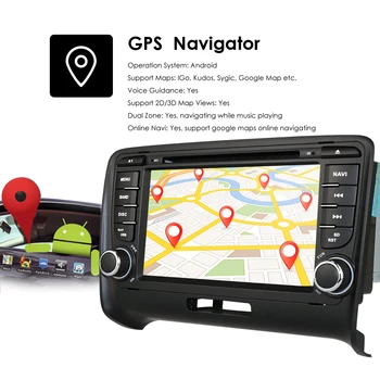 Андроид 10 7 инча Авто Радио DVD Стерео Мултимедиен Плейър GPS Навигация За Audi TT MK2 2006-Carplay 2 DIN 4G WIFI RDS