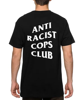 Антирасистские Полицейски Клуб Хип-хоп Градинска Мъжка Тениска BLM Антирасистский Лозунг Забавна Тениска Мъжки Памучен Свободна Тениска С Къс Ръкав