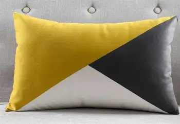 Безплатна доставка!Геометрична жълта, черна, сива квадратна възглавница /almofadas case 45 53 30x50 за възрастни, модерен калъфка за домашен декор