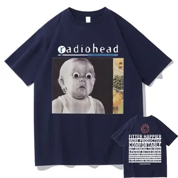Брандираната Модна Тениска с Албум на Radiohead, Двустранен Тениска с Принтом, Лятна Мъжка Тениска Британска Рок-група, Мъжки Дамски Реколта Тениска Мъжка тениска