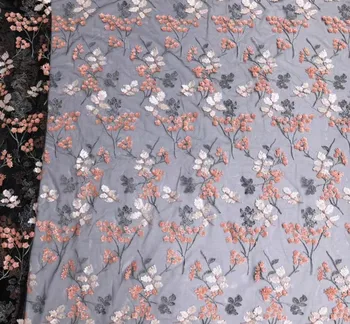Бродирани пайети розово-лилава лейси плат, Вечерна рокля, материал X647, широчина 130 см, 1 ярд / страна
