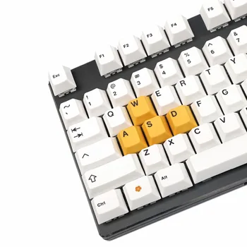 Бял Жълт Дизайн 126 комбинации Череша Профил на Сублимация на PBT Keycaps За Механична Геймърска Клавиатура Cherry Mx Switch