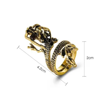 Винтажное пръстен с дракон, индивидуално древната бронзова зодиакален украса за ръце, готическата хипстерское мъжки и женски който отваря пръстен