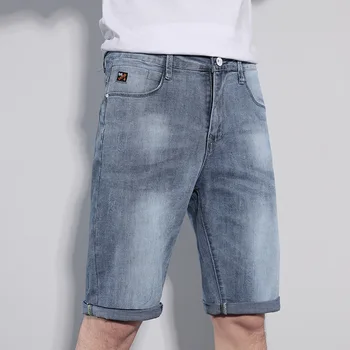 Висококачествени Дънкови Прави Панталони С Дължина До Коляното Мъжки Ежедневни Летни Шорти Hommes Jeans