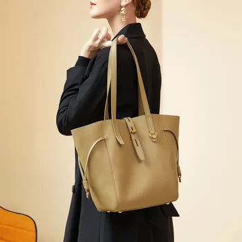 Висококачествени Кожени Дамски Чанти на рамо, чантата-тоут голям капацитет, дамски чанти на рамо, Дамски официални Пътни чанти за ръце