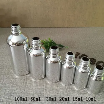 висококачествени сребърни флакони с обем от 10 мл с алуминиев капак, Празни стъклени контейнери в насипно състояние, стъклена бутилка обем 10 мл за етерични масла