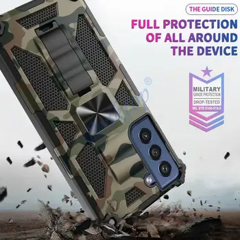 Военен Камуфляжный устойчив на удари Калъф-Броня За Samsung Galaxy S21 FE Note 20 Ultra S20 S21 Plus 5G A12 A22 A32 A52 A82 Калъф-поставка