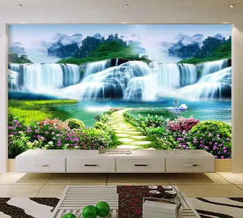 Голям 3D тапети стенопис по поръчка Хуачуан Сяолу Водопад Пейзаж Пейзаж Диван спалня телевизор фон тапети стенопис