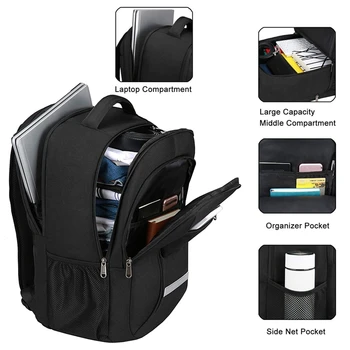 Горещ Kf-Здрава, Водоустойчива Раница за Училище колеж, чанта за лаптоп, за Жени, подходящ за 15,6-инчов компютър и лаптоп, черен