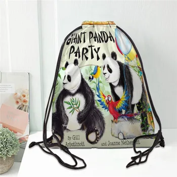 Гореща изработени по поръчка панда карикатура на Печатни чанти, обувки сатинировки чанти дантела раницата, подплатени с сумкам лого на училището изготовленным по поръчка за жени