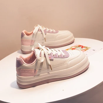 Дамски Есенен обувки на равна платформа с шнур от 2021 г., дамски Оригинални Ежедневни Спортни Обувки, Дамски Нова Мода Дишащи Обувки, Големи Размери