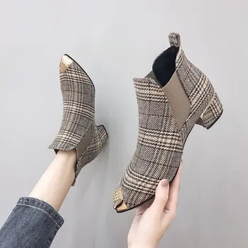 Дамски модни обувки, есенни и зимни обувки Martin на висок ток, Улични пешеходни модни обувки, Секси красиви дамски обувки