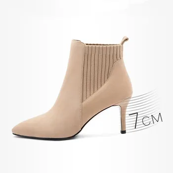 Дамски обувки Martin; колекция 2023 г.; пролет-есен обувки; модни дамски ботильоны на тънък ток, с остри пръсти; Обикновен дамски къси ботуши