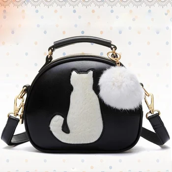 Дамски чанти 2022, Пролет-Лято, скъпа чанта с Изображение на Котка и Анимационни Принтом, чанта-месинджър, Бяла Кожена дамска чанта на рамото A-179