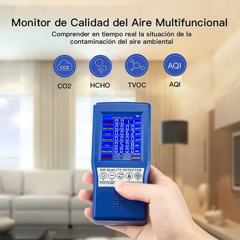 Детектор на качеството на въздуха CO2 метър с LCD дисплей, мониторинг в реално време за HCHO TVOC За дома и офиса